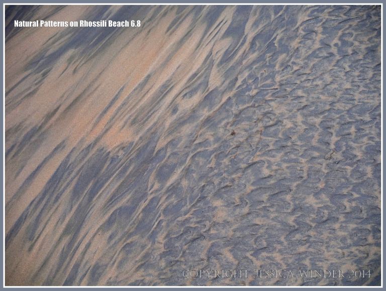 Natural patterns in the sand left by the out-going tide