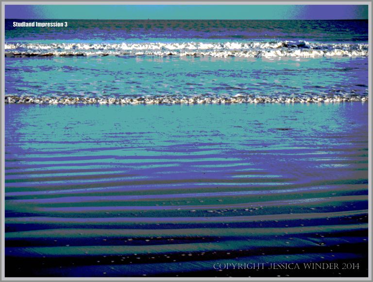 Sea, surf, and sand ripples on the seashore