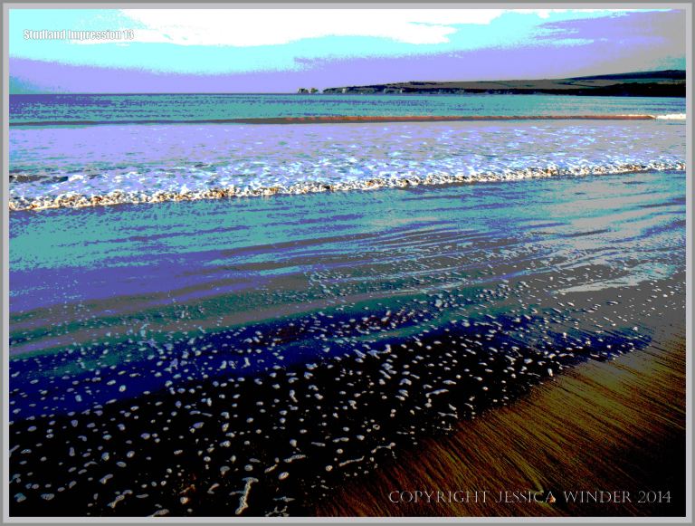 Sea, surf, and sand ripples on the seashore