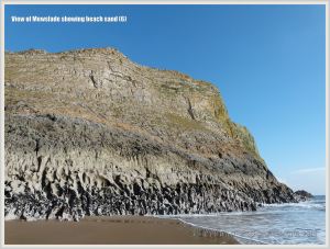 Sand covered beach at Mewslade Bay prior to winter storms