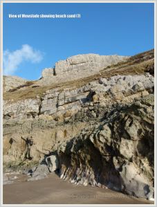 Sand covered beach at Mewslade Bay prior to winter storms