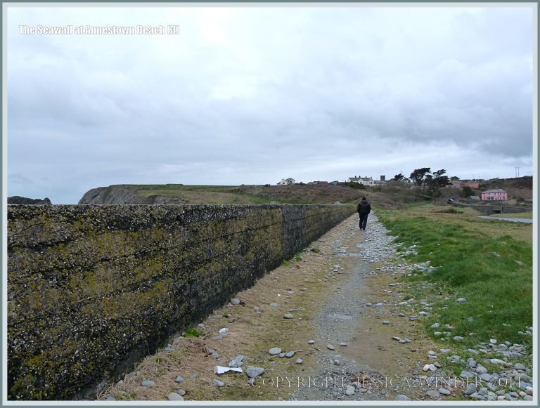 View of the sea wall at Annestown looking west