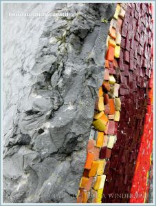 Detail of the "Ice, Fire and Water" sculpture by Colette O'Brien