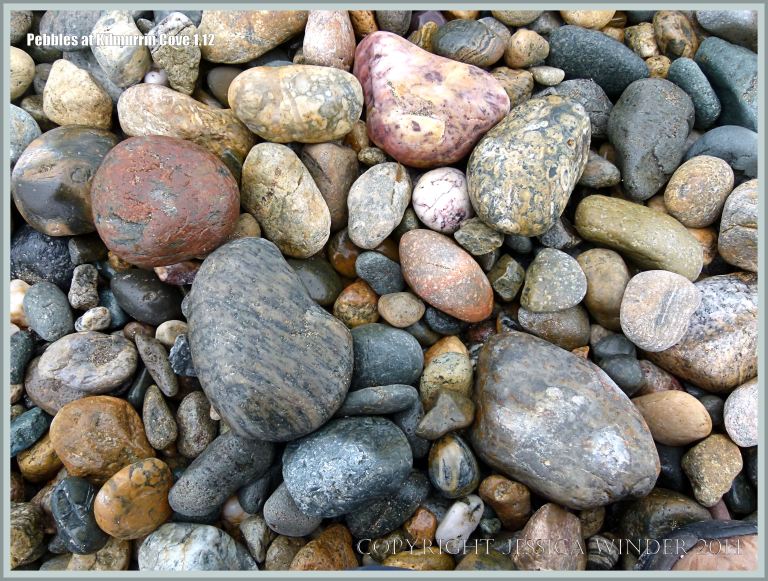 Natural patterns, shapes and textures in pebbles on the beach