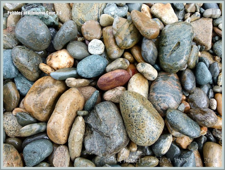 Wet beach stones and pebbles on the beach