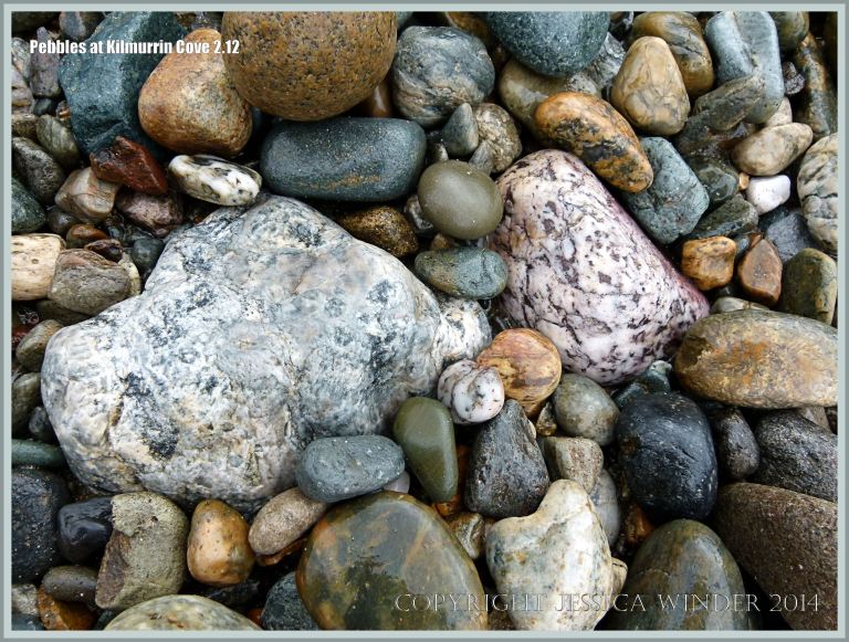 Wet beach stones at Kilmurrin Cove