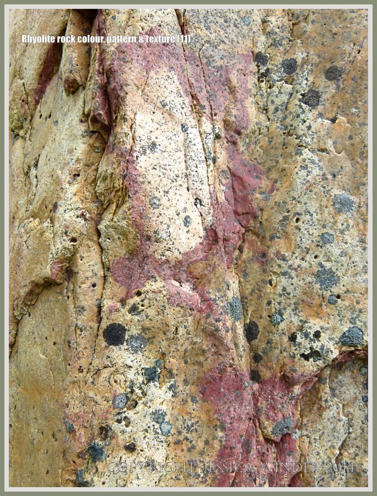 Natural pattern in a rhyolite boulder in the Bunmahon Geological Garden