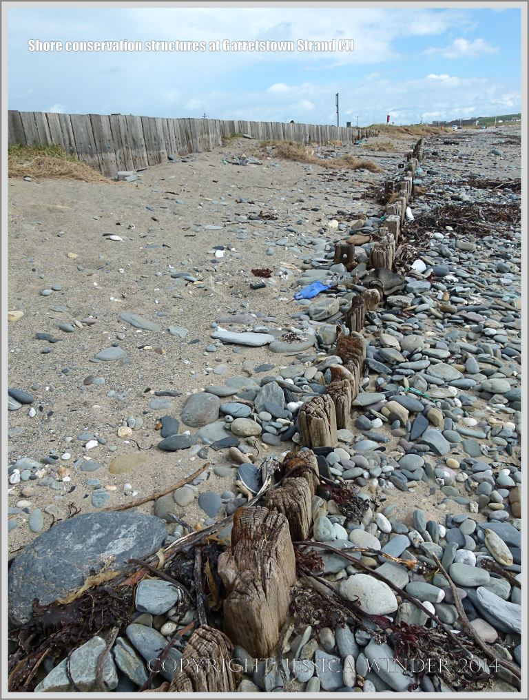 Wooden revetments on a sandy beach
