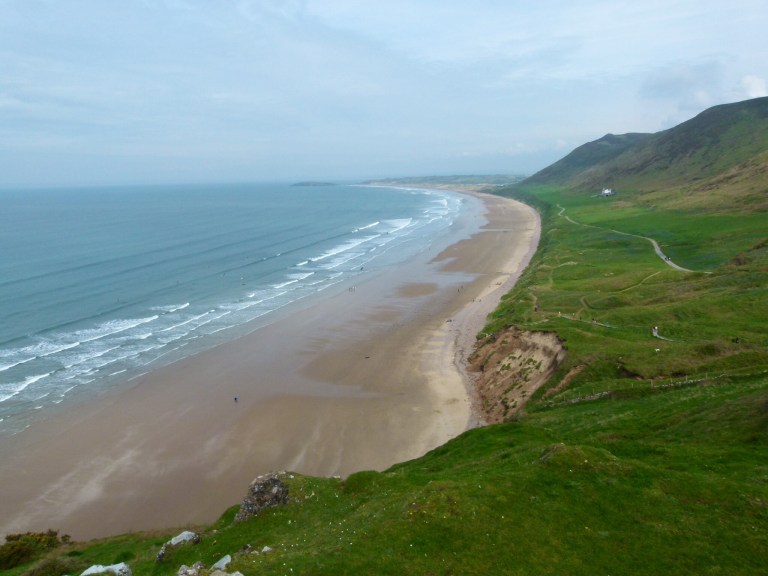 View of land slip at Rhossili Beach