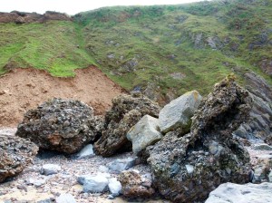 Rock fall on beach