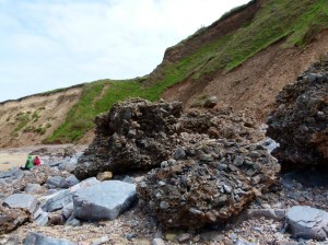 Rock fall on beach