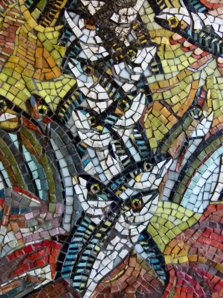 Detail of fish depicted in a mosaic