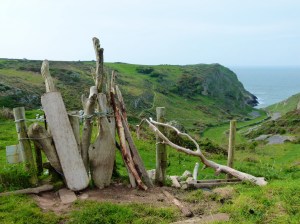 View looking down the valley towards Mewslade Bay