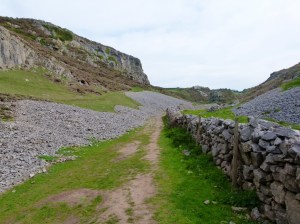 Dry stone wall in the valley near Mewslade Bay