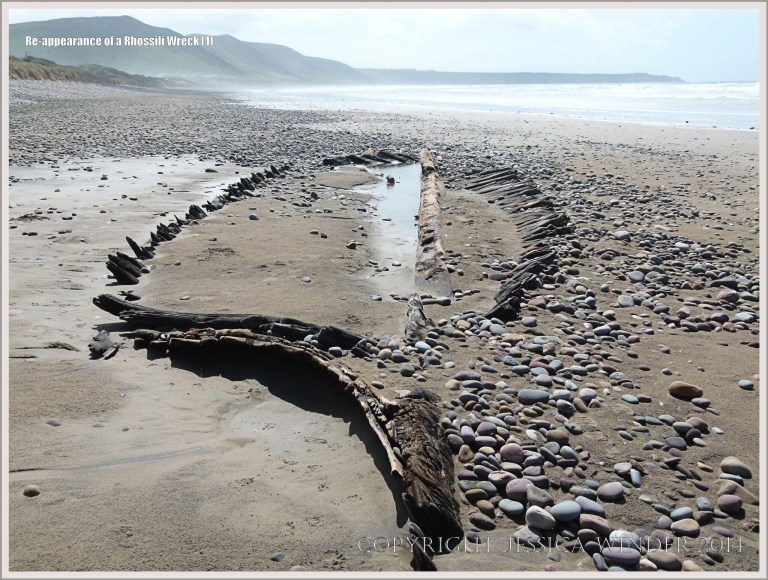 Shipwrecked wooden boat on the beach
