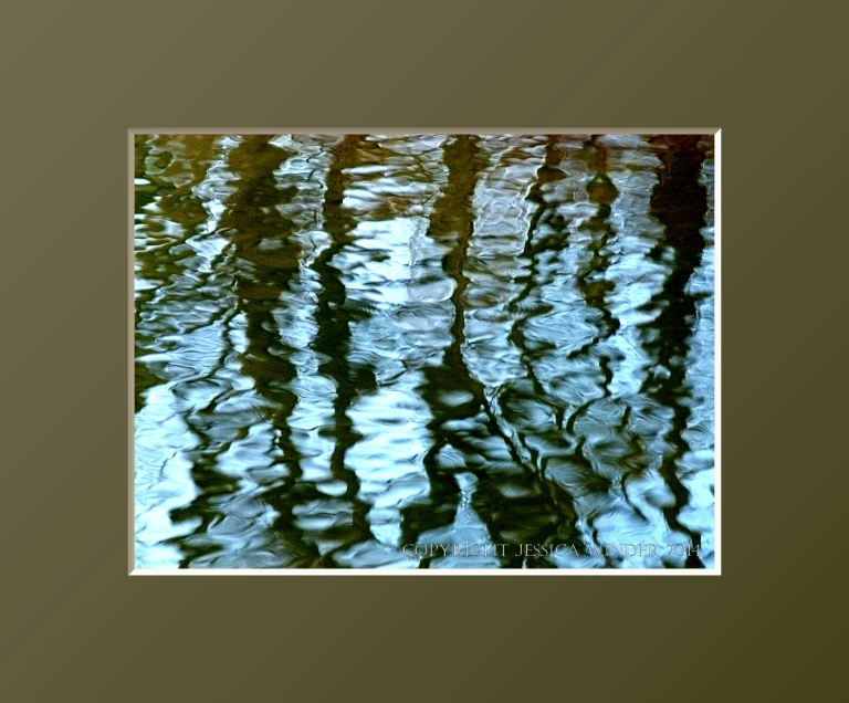 Patterns of reflections and ripples in a pond