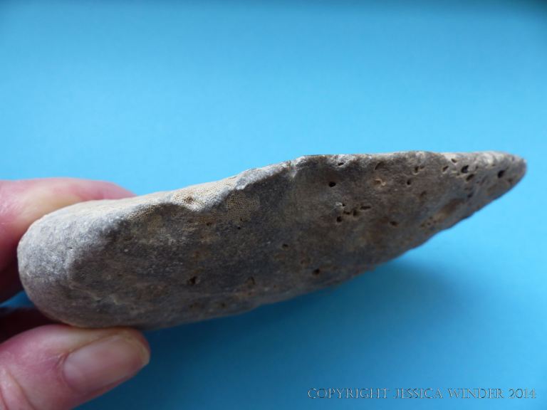 Possible worked sharp edge to the strange beach stone