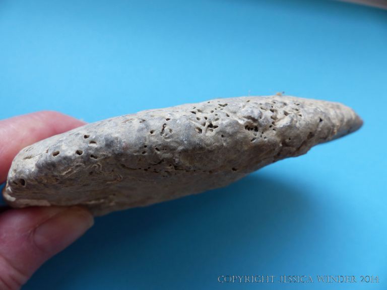 Blunt, rounded edge to the odd beach stone