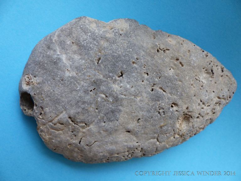 Flat surface of a stone found on the Worm's Head Causeway