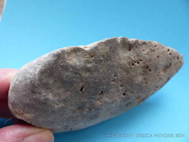 Possible worked sharp edge to the strange beach stone