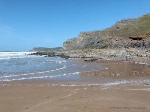 Sandy beach at Mewslade Bay