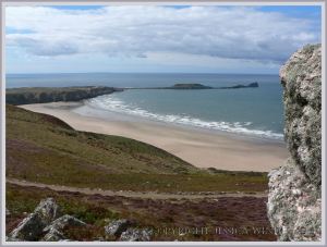 Looking down at the Worm's Head Causeway where astrange stone thought to be an ancient axe has been found