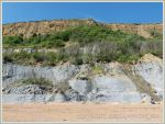 View of the cliff on the western shore at Eype showing stratification