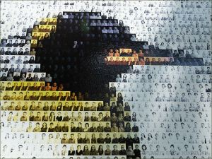 Photomontage of a penguin in the Biodome