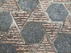Pebble patterned path in the Chinese garden at Jardin Botanique de Montreal