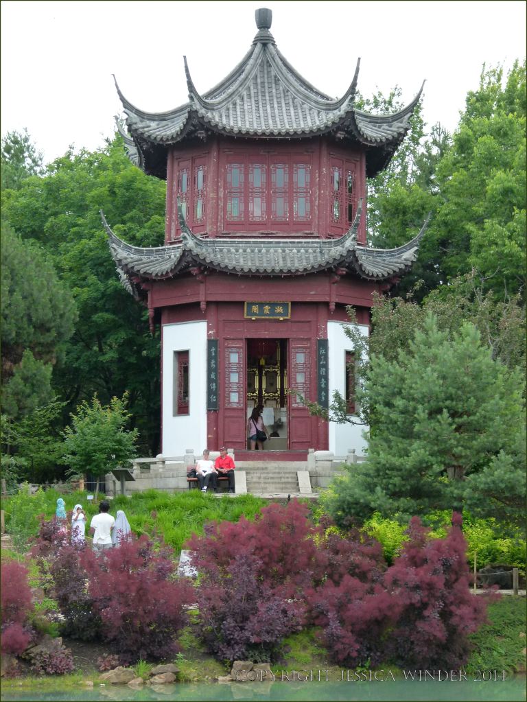 Pavilion by the lake in the Chinese Garden at Jardin Botanique de Montreal
