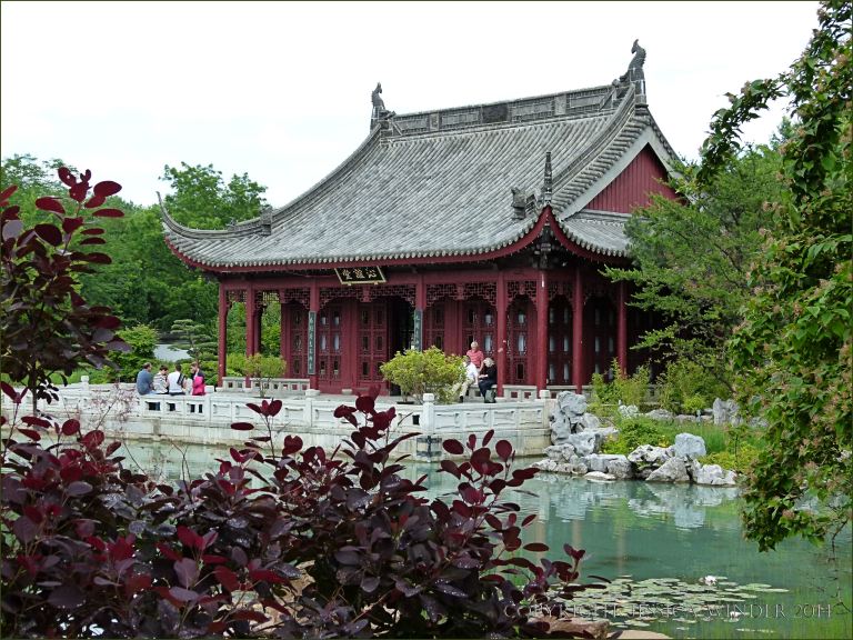 Pavilion by the lake in the Chinese Garden at Jardin Botanique de Montreal