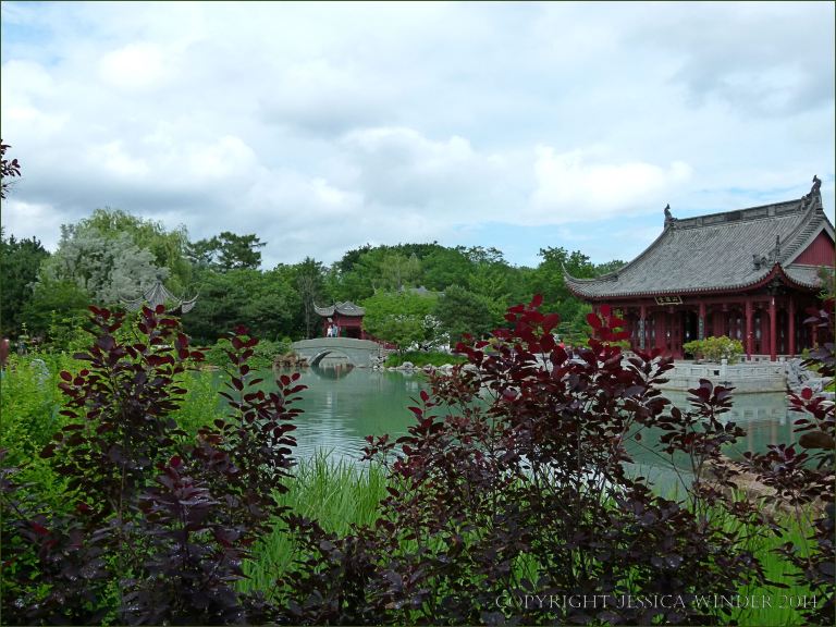 Pavilion by the lake in the Chinese Garden at Jardin Botanique de Montreal