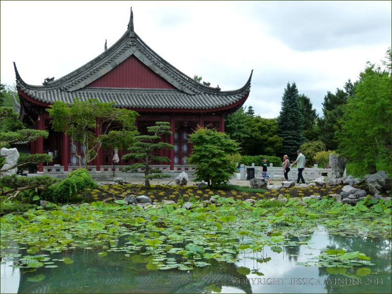 Pavilion by the lake in the Chinese Garden at Jardin Botanique de Montreal