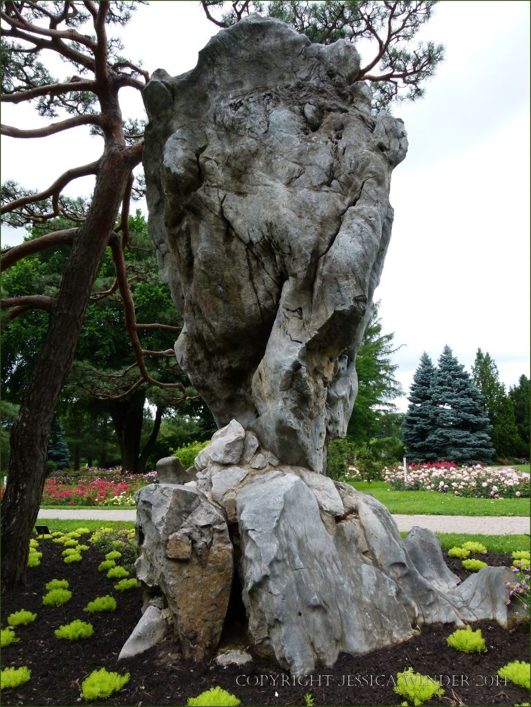 Sculptural rock at the Chinese Garden at Jardin Botanique de Montreal