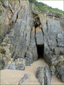 Entrance to a small cave on South Beach in Tenby