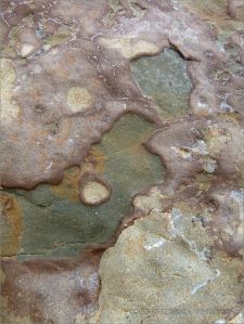 Rock pattern and texture in a beach boulder