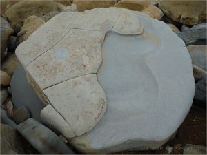 Close-up of a boulder with strange shape and pattern