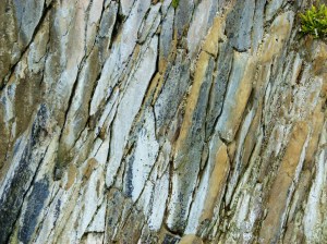 Natural fracture patterns in cliffs made of Silurian sedimentary rock