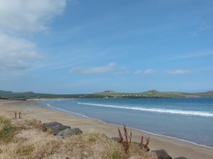View looking northwest along the sandy beach at Smerwick Harbour