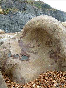 Rocks on the beach at Eype in Dorset, England