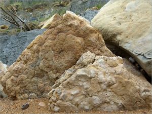 Rocks on the beach at Eype in Dorset, England