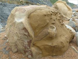 Rocks on the beach at Eype in Dorset, England