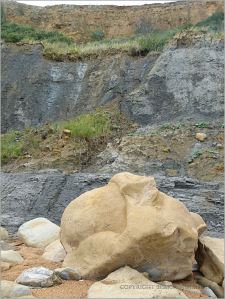 Rocks on the beach at Eype in Dorset, England