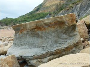 Rocks on the beach at Eype in Dorset, England