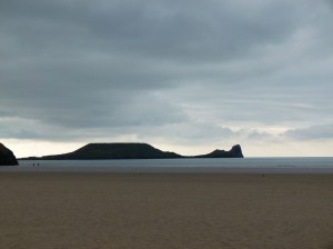 View of Worms Head which terminates the cliffs of the Rhossili Headland