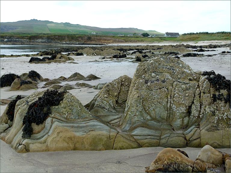 Silurian rocks on the beach at Ferriters Cove