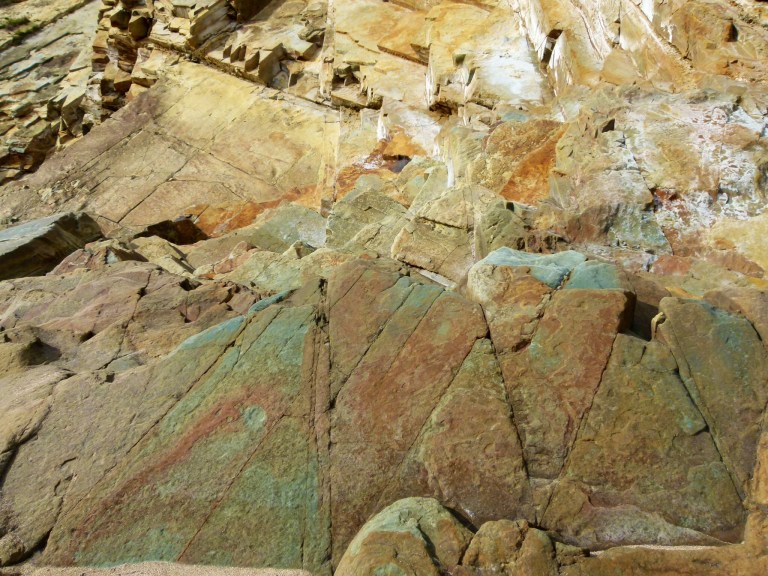 Rock colour and texture in Silurian Period silt stones and sandstones from the Drompoint Formation in Dingle