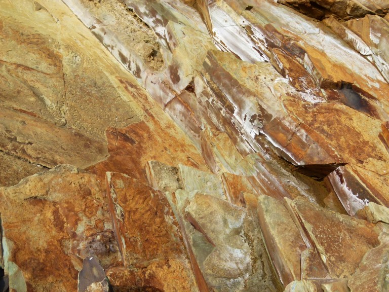 Rock colour and texture in Silurian Period silt stones and sandstones from the Drompoint Formation in Dingle