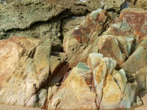 Rock colour and texture in Silurian Period silt stones and sandstones from the Drompoint Formation in Dingle