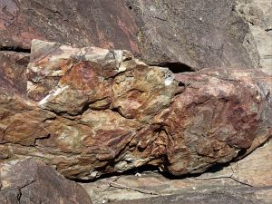 Close-up detail of rusty rock on the outcrop with the Lookout near Four Mile Beach in Port Douglas